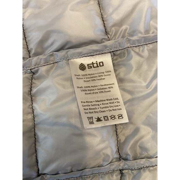 STIO Womens Down Hooded Parka Size XL Navy Puffer Long Warm Ski Outdoor Coat - Picture 10 of 16